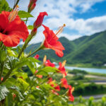 咲き誇るハイビスカスの花