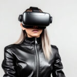 VRゴーグルを付けて体験する女性