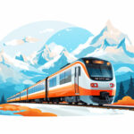 快適な電車の旅をイメージしたイラスト