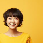 可愛らしい笑顔でこちらを見るボブヘアーの女