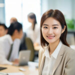 仕事に取り組む若い女性会社員