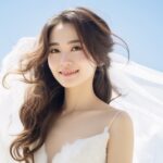 ウエディングドレス姿で微笑む女性