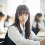 学業に少し不安を感じる様子の女の子