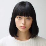 正面をみつめるロングヘアーの女性