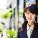 会社へ向かう笑顔の女性