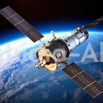 地球上を周回する宇宙衛星