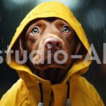 雨でもご主人を待ち続ける忠犬