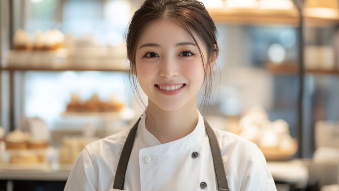 笑顔の働く女性