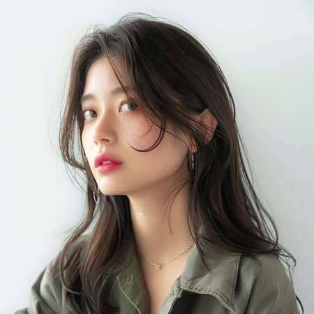 ロングヘアーのカットモデル