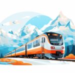 快適な電車の旅をイメージしたイラスト