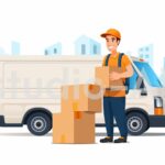 荷物を運んでいる男性のイラスト