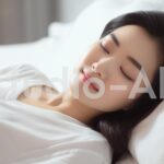 眠る様子の美容系女子