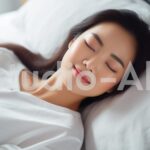 眠る様子の美容系女子