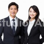 笑顔の会社員の男女