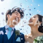 最高の結婚式を挙げた幸せな夫婦