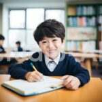 勉強熱心な秀才の男の子