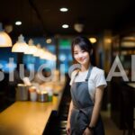 艶やかなエプロンを身にまとった女性店員