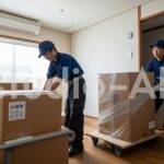 片付けをする引っ越し業者の男性作業員