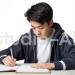 塾で教えながら勉強するイメージの男子