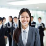 朝の朝礼にでた若い女性社員