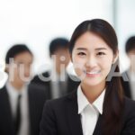 会社の定例会議に行く女性社員と同僚