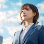 真剣な表情を見せる会社員女性