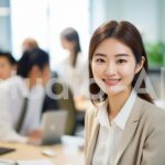 仕事に取り組む若い女性会社員