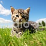 遠くを見つめるアメリカンショートヘアの子猫