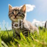 遠くを見つめるアメリカンショートヘアの子猫