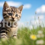 何かを見つけたアメリカンショートヘアの子猫