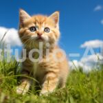 青空とマンチカンの子猫