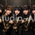 ジャケット撮影中の4人組女性アイドル