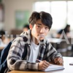 難しい問題に挑む中学生男子