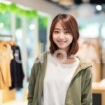 雑貨と洋服販売のお店で働く若い女性