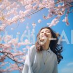 桜の花の美しさと新生活への期待を共に感じる女性