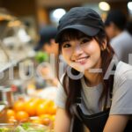 ファーストフード店で働く女性