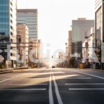 道路に沿った地方都市の街並み