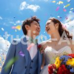 結婚式のフォトセッション中に魅せた二人の笑み