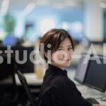 少し疲れた表情を見せる女性会社員