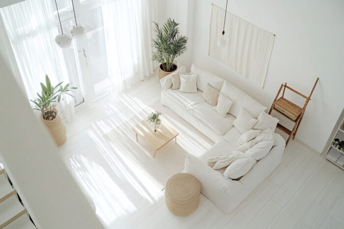 白で統一された綺麗な家具がある部屋