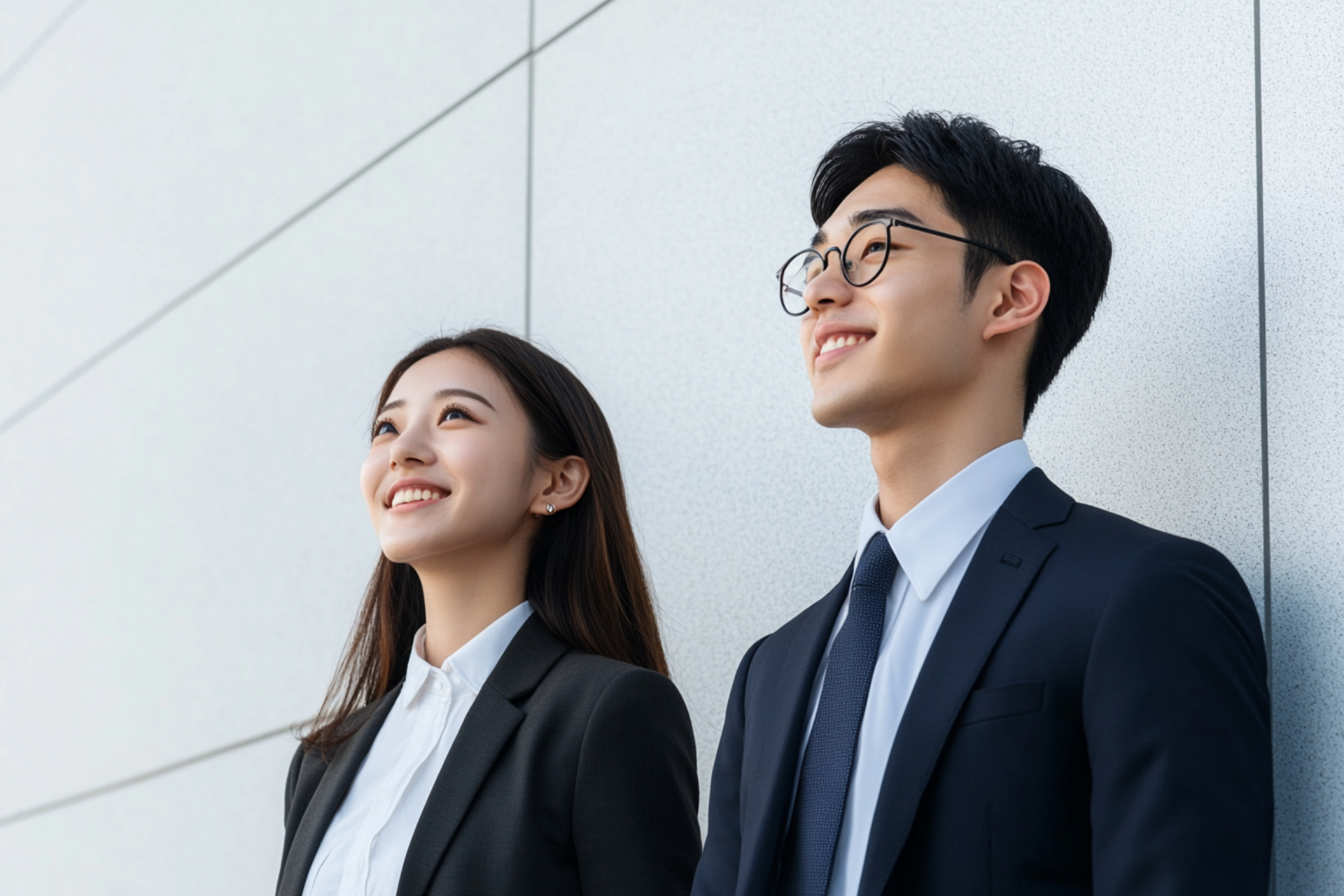 並んで立つ2人の会社員